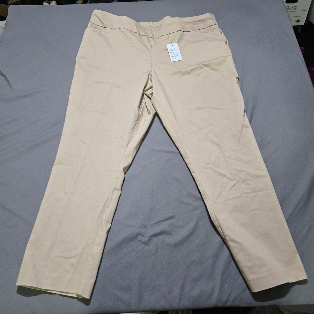 Croft & Barrow Effortless Stretch Pants Womens 22W Regular Khaki Pull On